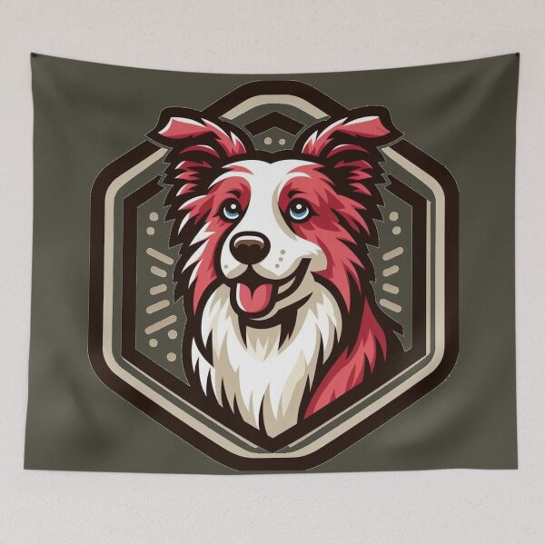 Item preview, Border Collie Red And White Herding Dog Cartoon Smile Illustration designed and sold by CoffeeIsATrip.