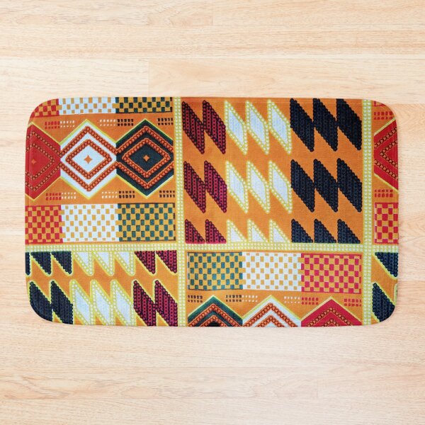 Item preview, Colourful orange and black kente  print designed and sold by textileprint.