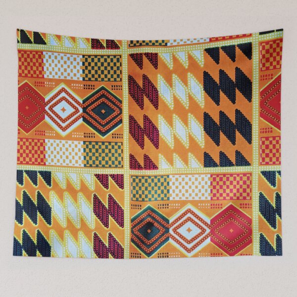 Item preview, Colourful orange and black kente  print designed and sold by textileprint.