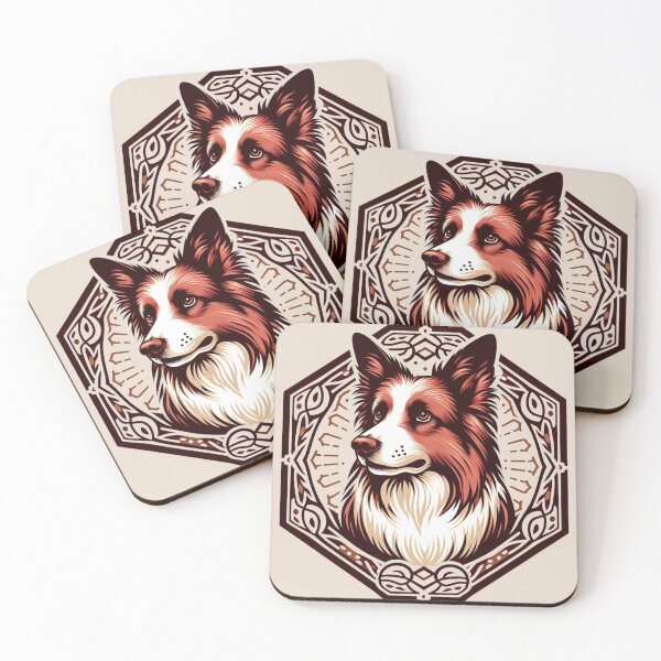 Item preview, Border Collie Red And White Herding Dog Illustration Prick Eared designed and sold by CoffeeIsATrip.