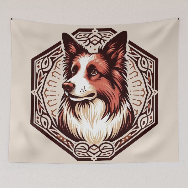 Item preview, Border Collie Red And White Herding Dog Illustration Prick Eared designed and sold by CoffeeIsATrip.