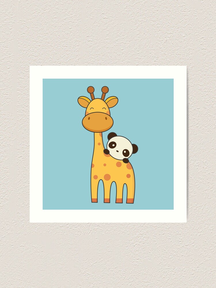 Impression Artistique Girafe Et Panda Sont Kawaii Mignons Par Wordsberry Redbubble