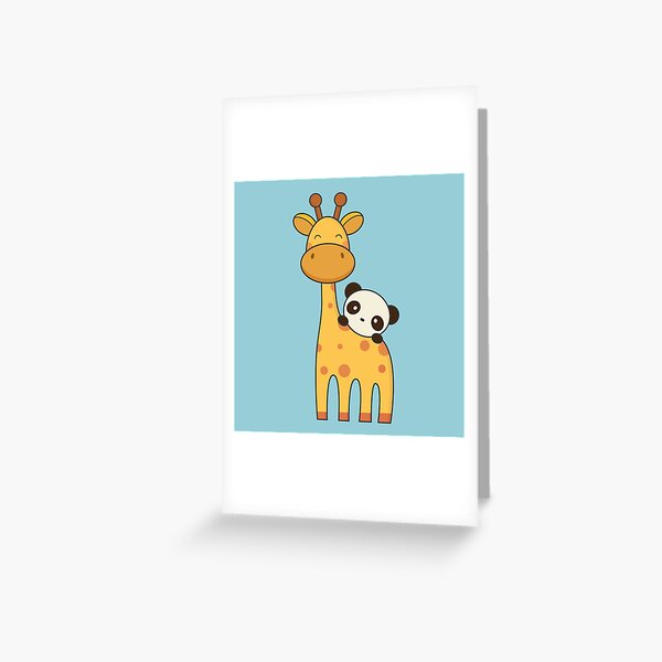  Giraffe and Panda are kawaii cute Greeting Card