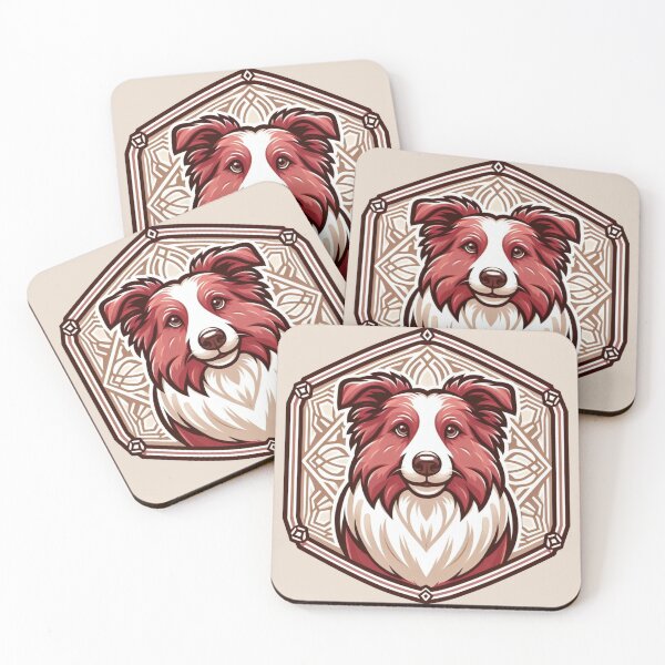 Item preview, Border Collie Red And White Herding Dog Illustration Flop Eared designed and sold by CoffeeIsATrip.