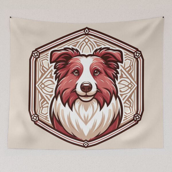 Item preview, Border Collie Red And White Herding Dog Illustration Flop Eared designed and sold by CoffeeIsATrip.