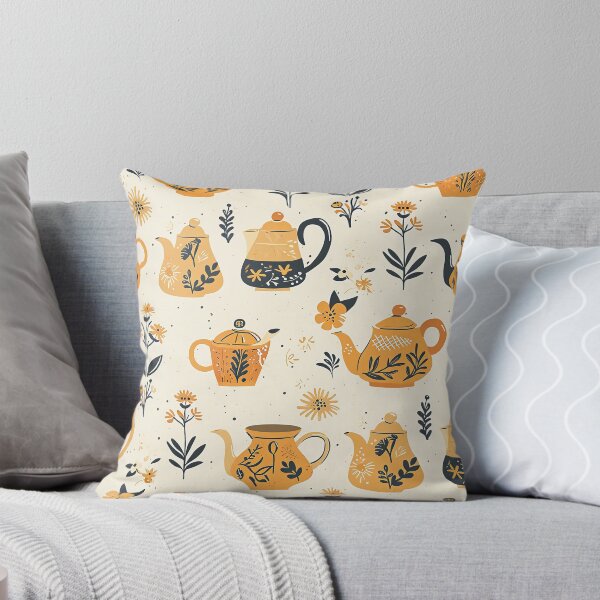 Item preview, light orange-colored ceramic tea pots designed and sold by WarmHeartedArt.