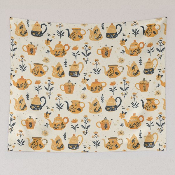 Item preview, light orange-colored ceramic tea pots designed and sold by WarmHeartedArt.