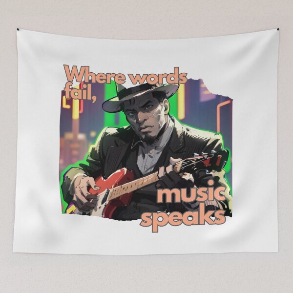 Item preview, Copy of Where words fail, music speaks - anime blues rock musician - orange designed and sold by TheRubberOnion.
