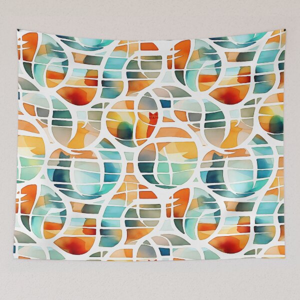 Item preview, Abstract coloured ink find the cat pattern digital designed and sold by LorrieBee.