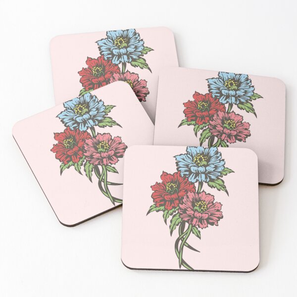 Item preview, Red Pink Blue Wildflowers Pattern  designed and sold by PatternInArt.