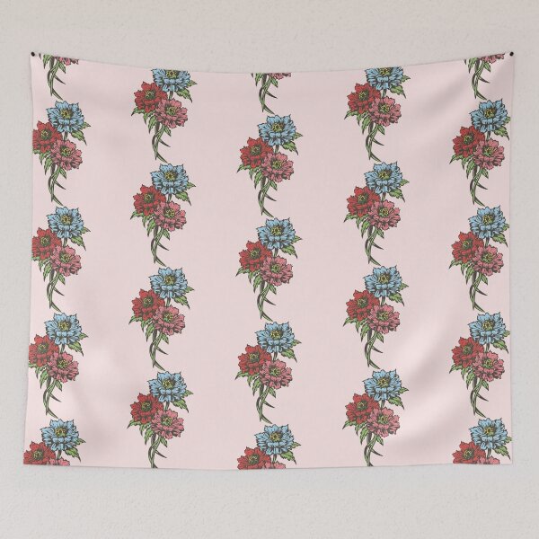 Item preview, Red Pink Blue Wildflowers Pattern  designed and sold by PatternInArt.