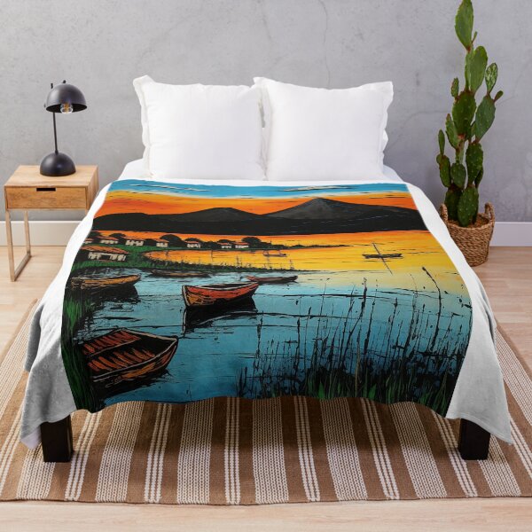 Item preview, Lake Atitlan travel vintage colorful anime graphics designed and sold by wonderfulpark.
