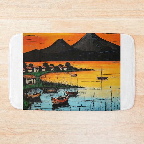 Item preview, Lake Atitlan travel vintage colorful anime graphics designed and sold by wonderfulpark.