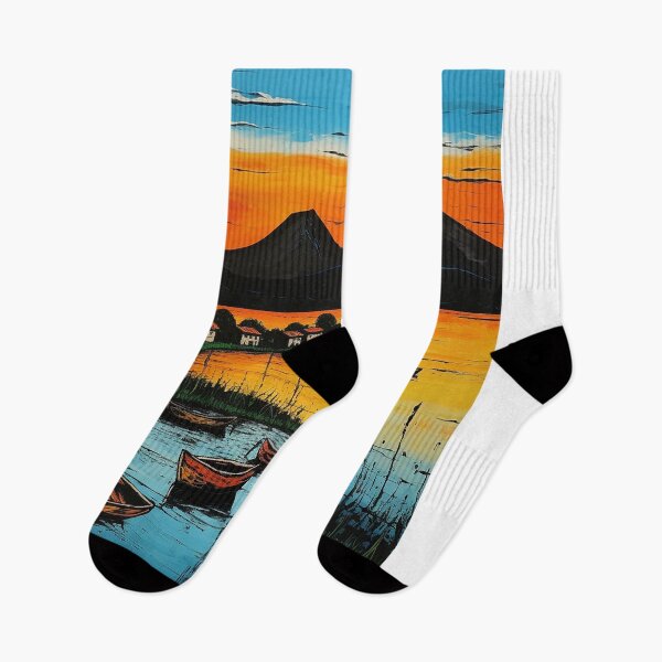 Item preview, Lake Atitlan travel vintage colorful anime graphics designed and sold by wonderfulpark.