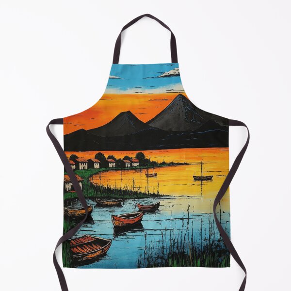 Item preview, Lake Atitlan travel vintage colorful anime graphics designed and sold by wonderfulpark.
