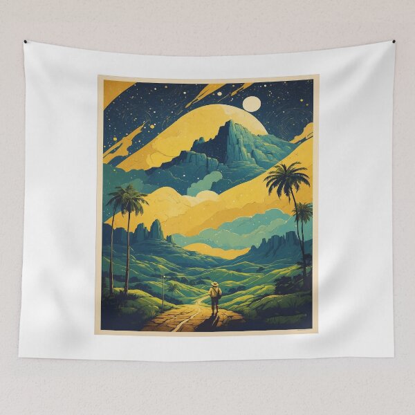 Item preview, Goias Brazil Starry Night and Moon Vintage Poster Tourism  designed and sold by TravelersGems.