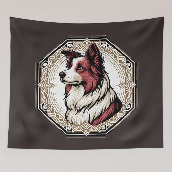 Item preview, Border Collie Red And White Herding Dog Illustration Stoic Blue Eye designed and sold by CoffeeIsATrip.