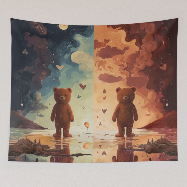 Item preview, 2 bears in different world designed and sold by WarmHeartedArt.