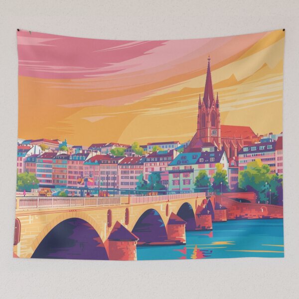 Item preview, A Pop Art Travel Print of Basel - Switzerland  designed and sold by StudioRedKoala.