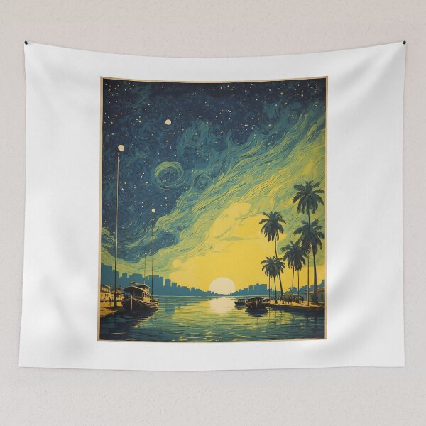 Item preview, Manaus Starry Night and Moon Vintage Poster Tourism  designed and sold by TravelersGems.