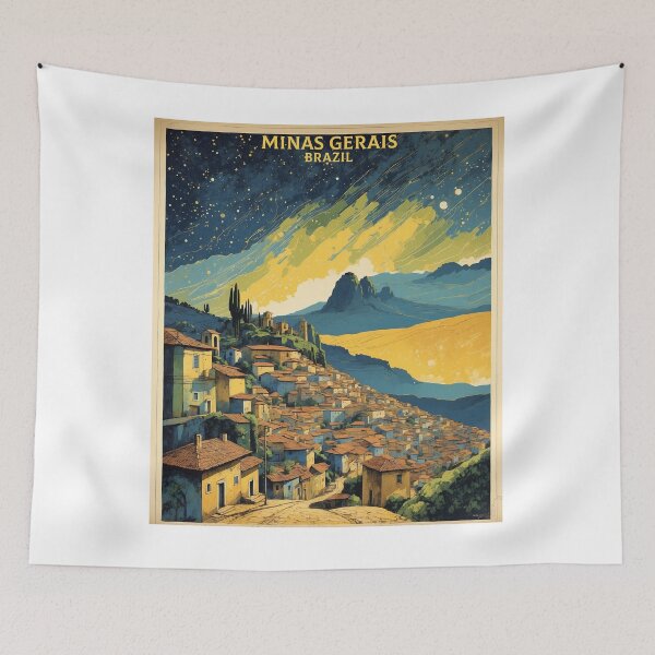 Item preview, Minas Gerais Starry Night and Moon Vintage Poster Tourism  designed and sold by TravelersGems.