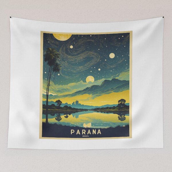Item preview, Parana Brazil Starry Night and Moon Vintage Poster Tourism  designed and sold by TravelersGems.