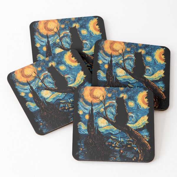 Item preview, Vincent Van Gogh Starry Night Black Cat designed and sold by GoverArt.