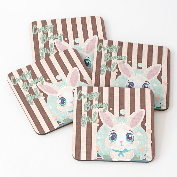 Item preview, cute rabbit, "crazy bunny girl" quote, fabric like print, pastel colors designed and sold by art-of-egypt.