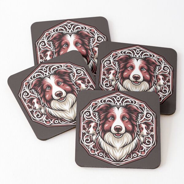 Item preview, Border Collie Red And White Herding Dogs Illustration Cartoon designed and sold by CoffeeIsATrip.