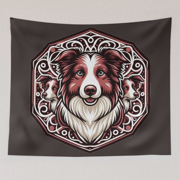 Item preview, Border Collie Red And White Herding Dogs Illustration Cartoon designed and sold by CoffeeIsATrip.