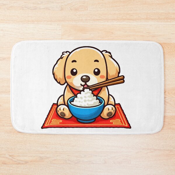 Item preview, Cute Dog Eat Rice With Chopstick designed and sold by SimpleP.