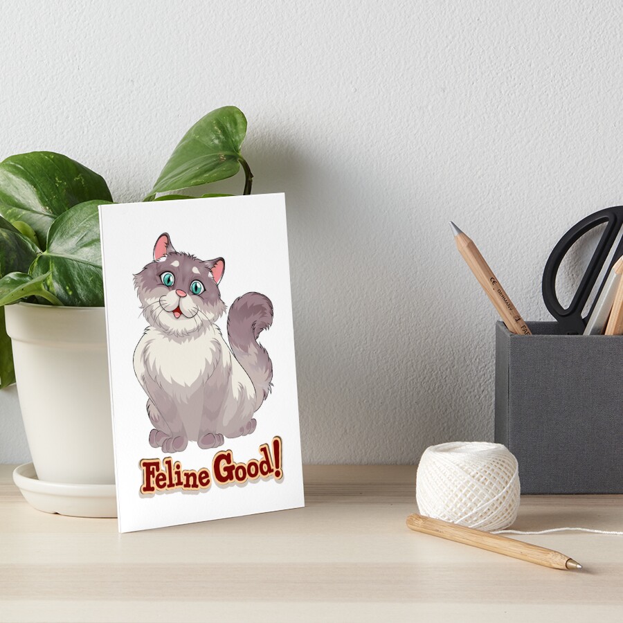 Feeling Good (Feline Good!) Art Board Print - cute pet design by HackerLooks
