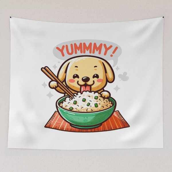 Item preview, Yummy Dog Eat Rice With Chopstick designed and sold by SimpleP.
