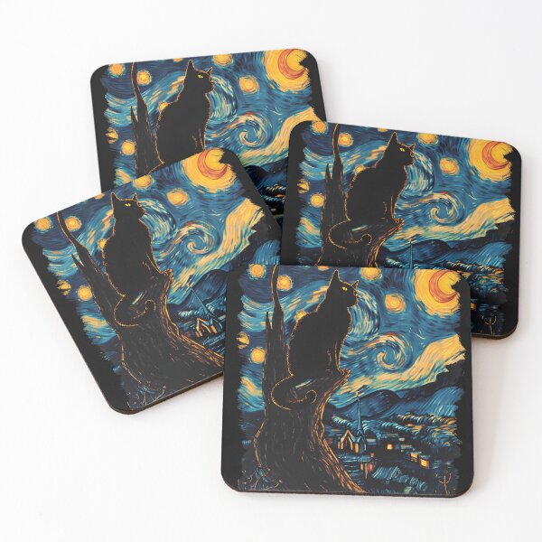 Item preview, Vincent Van Gogh Starry Night Black Cat designed and sold by GoverArt.