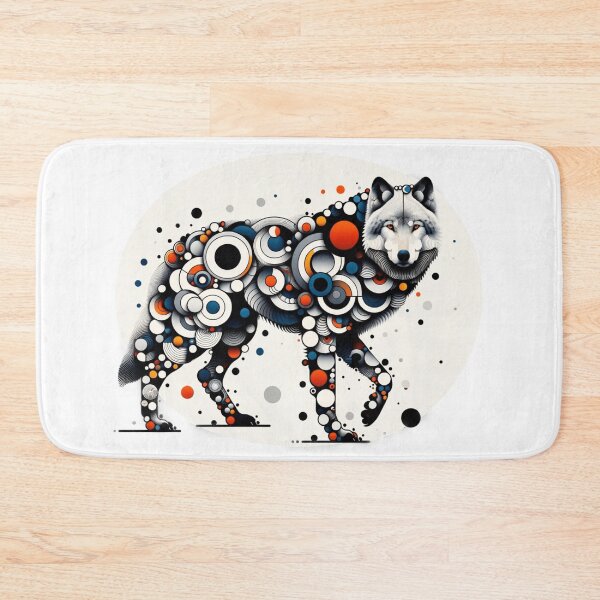 Item preview, A wolf whose body is made up of a mosaic of colored circles and organic shapes in a modern art style. designed and sold by NexusSales.