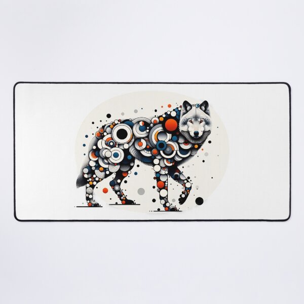Item preview, A wolf whose body is made up of a mosaic of colored circles and organic shapes in a modern art style. designed and sold by NexusSales.