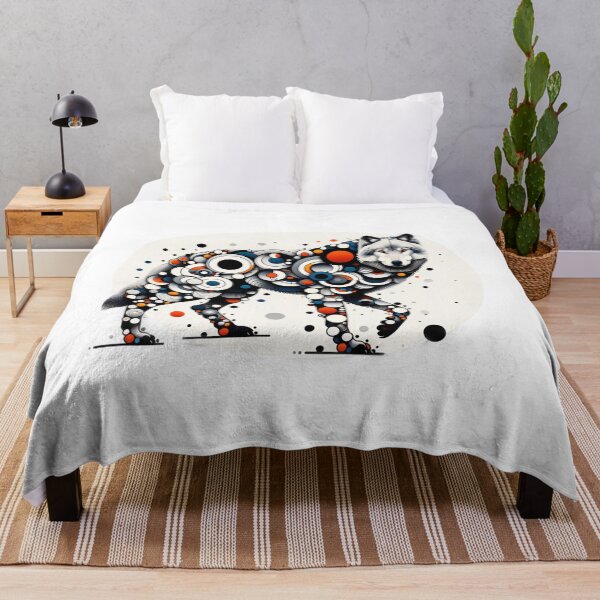 Item preview, A wolf whose body is made up of a mosaic of colored circles and organic shapes in a modern art style. designed and sold by NexusSales.