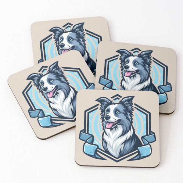 Item preview, Border Collie Blue Merle Herding Dog Cartoon Illustration designed and sold by CoffeeIsATrip.