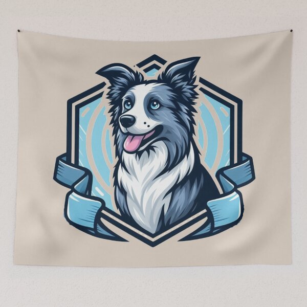 Item preview, Border Collie Blue Merle Herding Dog Cartoon Illustration designed and sold by CoffeeIsATrip.