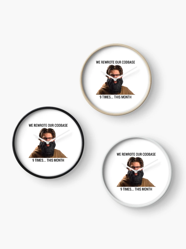 Thumbnail 3 of 4, Clock, JavaScript - We Rewrote Our Codebase 9 Times This Month designed and sold by posix.