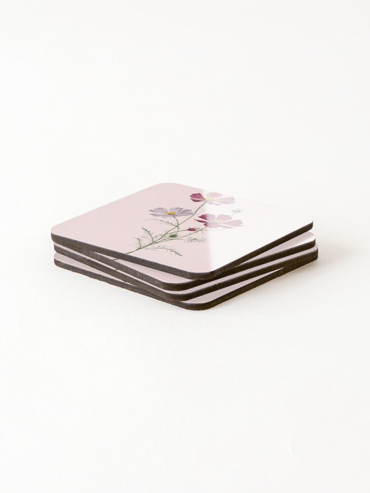 Thumbnail 4 of 5, Coasters (Set of 4), Cosmos - Flower Pattern designed and sold by PatternInArt.