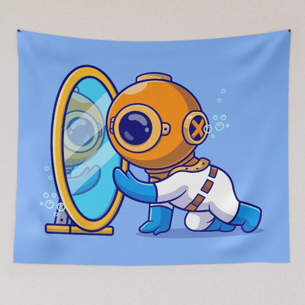 Item preview, "Reflections of Wonder: Cute Diver with Mirror" designed and sold by hjian8219.