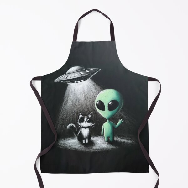 Item preview, Friendly Alien and Cat Greeting - UFO Encounter Art designed and sold by RuyaFab.