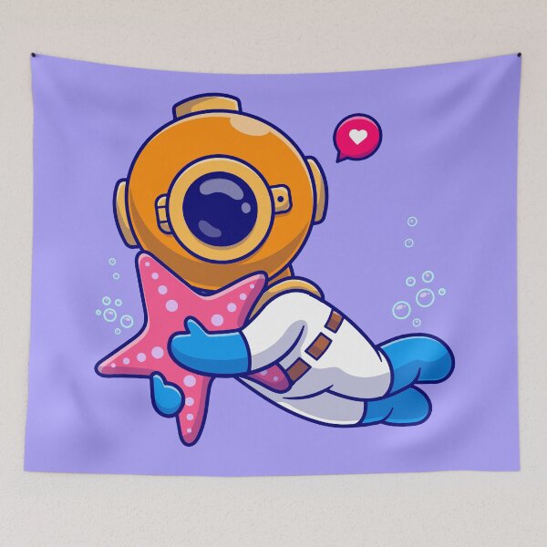 Item preview, Seaside Serenity: Cute Diver with Starfish" designed and sold by hjian8219.