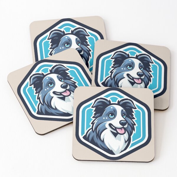 Item preview, Border Collie Blue Merle Herding Dog Cartoon Illustration designed and sold by CoffeeIsATrip.