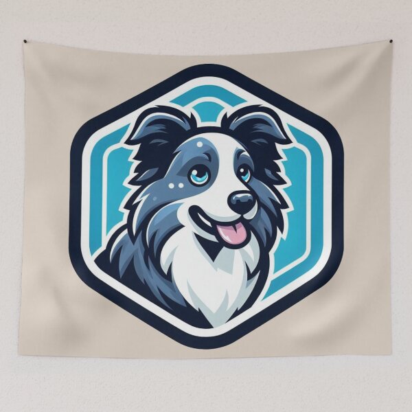 Item preview, Border Collie Blue Merle Herding Dog Cartoon Illustration designed and sold by CoffeeIsATrip.
