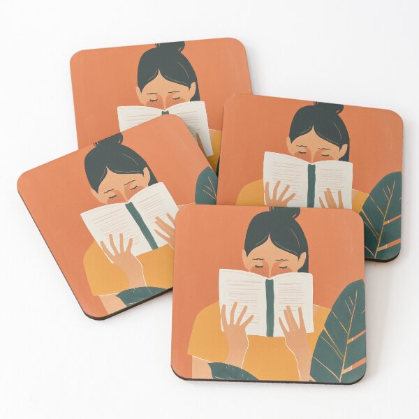 Item preview, Bookish art girl reading a book bookish girly aesthetic designed and sold by treewitheyes.