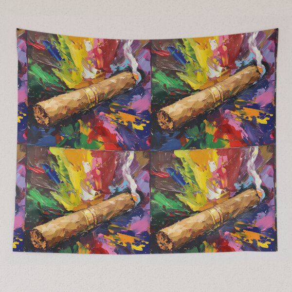 Item preview, Impasto Intrigue- Fauvist Celebration of Cigar's Vibrant Dance and Smoky Whimsy AI Generated designed and sold by OlfactoART Studio.