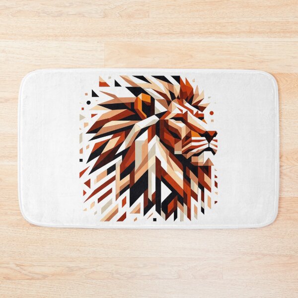 Item preview, A portrait of a lion depicted in a multi-faceted, cubist style with sharp geometric shapes in warm tones. designed and sold by NexusSales.