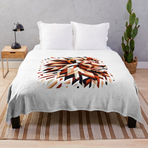 Item preview, A portrait of a lion depicted in a multi-faceted, cubist style with sharp geometric shapes in warm tones. designed and sold by NexusSales.